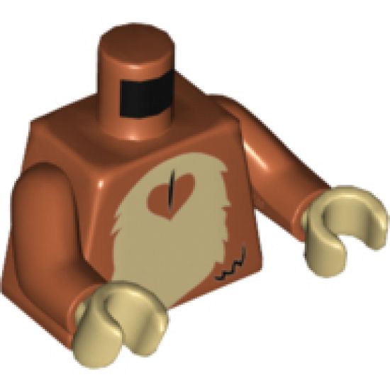 Torso Tan Stomach and Chest Fur and Dark Orange Heart Pattern / Dark Orange Arms / Tan Hands