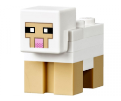 Minecraft Sheep, White, Plate 2 x 2 on Back - Brick Built