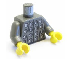 Torso Studded Armor Pattern (Castle, Soccer) without #1 on Back / Dark Gray Arms / Yellow Hands