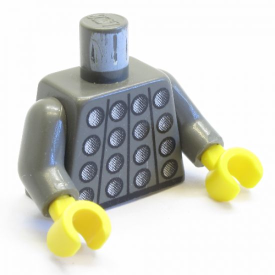 Torso Studded Armor Pattern (Castle, Soccer) without #1 on Back / Dark Gray Arms / Yellow Hands