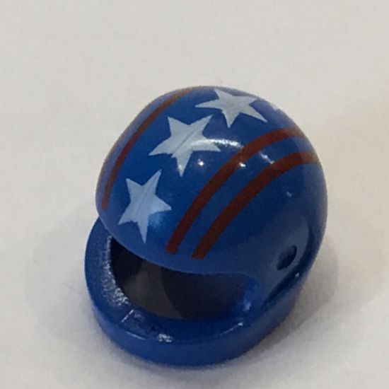 Minifigure, Headgear Helmet Motorcycle (Standard) with Red Lines and White Stars Pattern