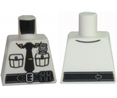 Torso Police Shirt with Black Tie, Silver Badge, Black Belt with Pouch and Buckle on Front, Line on Back Pattern
