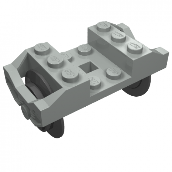 Wheel Train RC, Holder with 2 Black Train Wheel and Chrome Silver Train Wheel, Metal Axle with Slots (2878 / 2879 / bb837)