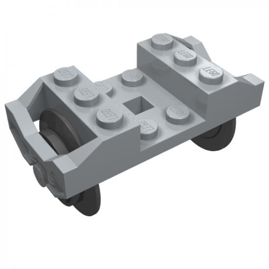 Wheel Train RC, Holder with 2 Black Train Wheel and Chrome Silver Train Wheel, Metal Axle with Slots (2878 / 2879 / bb837)