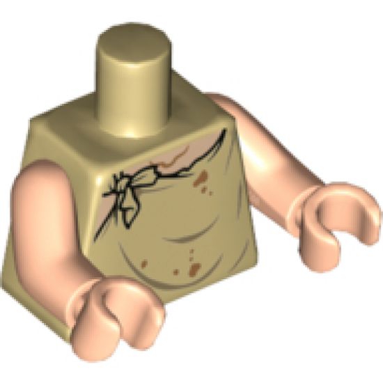 Torso Smock Tattered, Light Nougat Neck, Dark Tan Gathers, Medium Nougat Stains Pattern / Light Nougat Arms / Light Nougat Hands