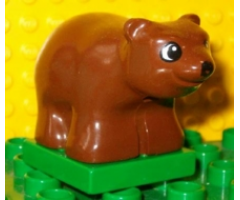 Duplo, Animal Bear Baby Cub on Green Base with Round Eyes and Nose