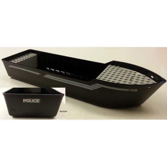 Boat Hull Unitary 38 x 10 x 5 2/3 with White Stripes and '4021' on Both Sides and 'POLICE' on Back Pattern (Stickers) - Set 4021
