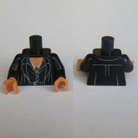 Torso Male Jacket and Black Shirt over Nougat Bare Chest, Belt and Medallion with Gold Buckle Pattern / Black Arms / Nougat Hands