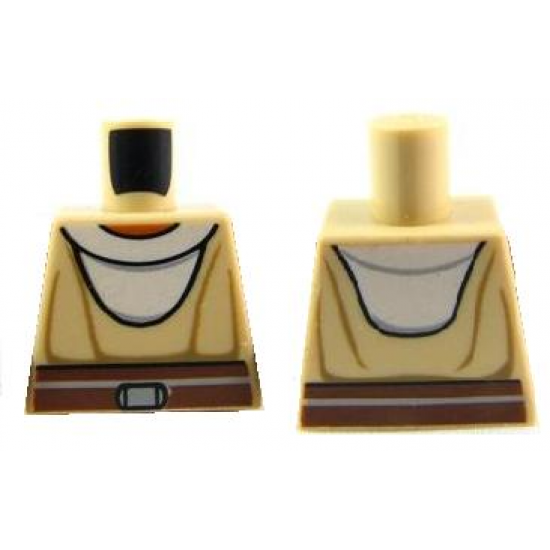 Torso SW Jedi Robe, White Undershirt & Reddish Brown Belt Pattern (Nahdar Vebb)