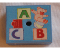 Container Box 3.5 x 3.5 x 1.3 with Hinged Lid with ABC and Teddy Bear Pattern (Sticker) - Set 3290