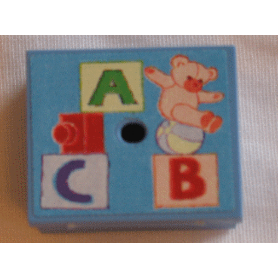Container Box 3.5 x 3.5 x 1.3 with Hinged Lid with ABC and Teddy Bear Pattern (Sticker) - Set 3290
