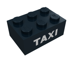 Brick 2 x 3 with White 'TAXI' Sans-Serif Pattern