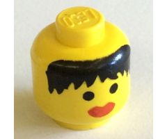 Minifigure, Head Female with Messy Black Hair, Thick Red Lips Pattern - Solid Stud