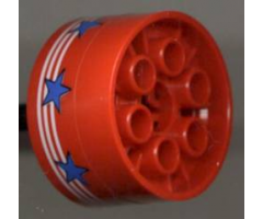 Wheel 20 x 30 Technic with 3 White Stripes and 7 Blue Stars Pattern (Sticker) - Set 6615
