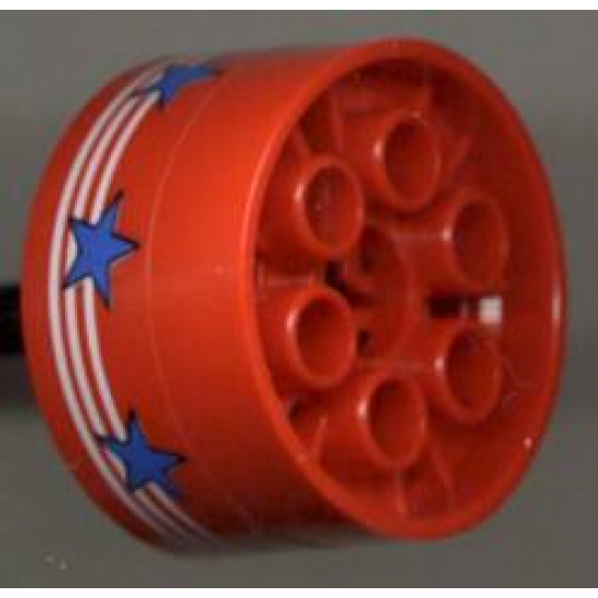 Wheel 20 x 30 Technic with 3 White Stripes and 7 Blue Stars Pattern (Sticker) - Set 6615