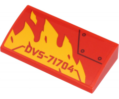Slope, Curved 2 x 4 x 2/3 with Bottom Tubes with 'DVS-71704', Yellow Flames and Black Line and Circles Pattern Model Right Side (Sticker) - Set 71704