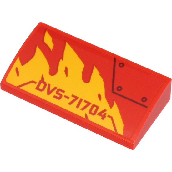 Slope, Curved 2 x 4 x 2/3 with Bottom Tubes with 'DVS-71704', Yellow Flames and Black Line and Circles Pattern Model Right Side (Sticker) - Set 71704