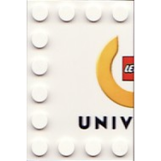 Tile, Modified 4 x 6 with Studs on Edges with Lego Logo Left Half and 'UNIV' Pattern