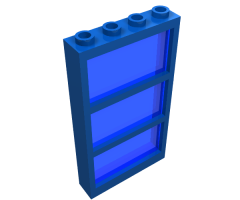 Window 1 x 4 x 6 Frame with 3 Panes, Fixed Glass with Trans-Dark Blue Glass