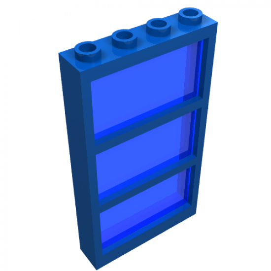 Window 1 x 4 x 6 Frame with 3 Panes, Fixed Glass with Trans-Dark Blue Glass