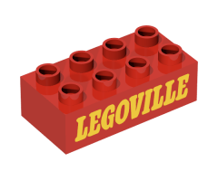 Duplo, Brick 2 x 4 with 'LEGOVILLE' Text Pattern