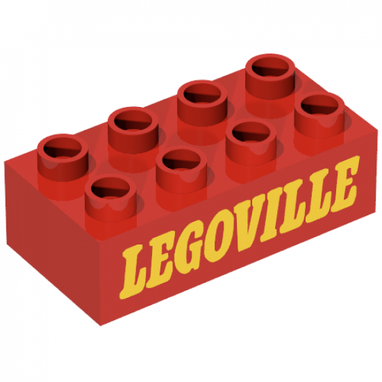 Duplo, Brick 2 x 4 with 'LEGOVILLE' Text Pattern
