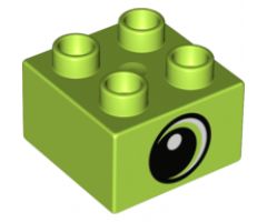 Duplo, Brick 2 x 2 with Black Pupil and White Dot and Large Crescent Eye Looking Left Pattern