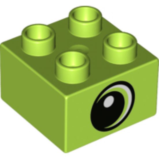 Duplo, Brick 2 x 2 with Black Pupil and White Dot and Large Crescent Eye Looking Left Pattern