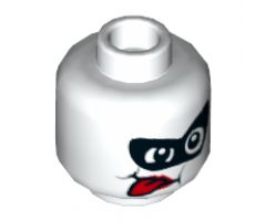 Minifigure, Head Alien Female with Black Domino Mask, Red Tongue Sticking Out Pattern - Hollow Stud
