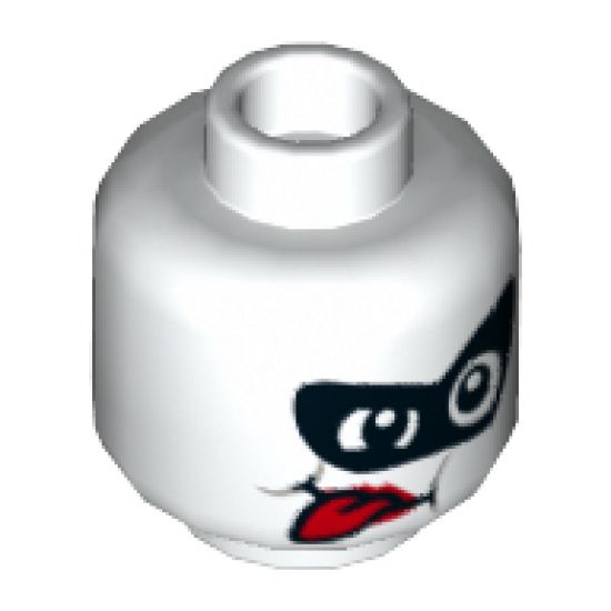 Minifigure, Head Alien Female with Black Domino Mask, Red Tongue Sticking Out Pattern - Hollow Stud