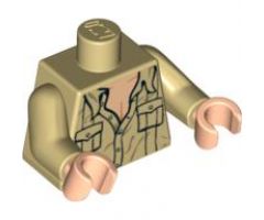 Torso Indiana Jones Open Collar Shirt with Pockets Pattern / Tan Arms / Light Nougat Hands