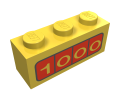 Brick 1 x 3 with '1000' on Red Bar Pattern on Both Sides