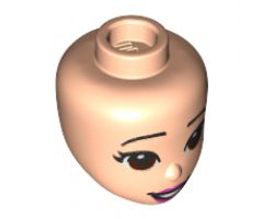 Mini Doll, Head Friends with Black Raised Offset Eyebrows, Brown Eyes, Dark Pink Lips and Open Mouth Pattern