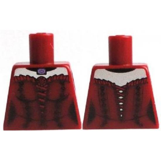 Torso Female Laced Corset with Red Frills and Pendant Pattern