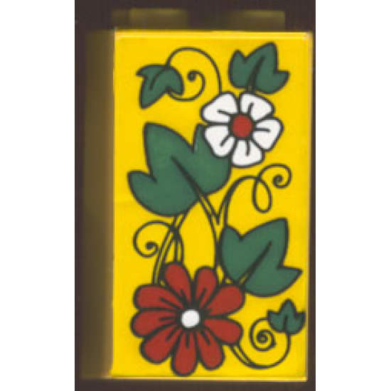 Brick 2 x 2 x 3 with Flowers and Leaves Pattern (Sticker) - Set 4165