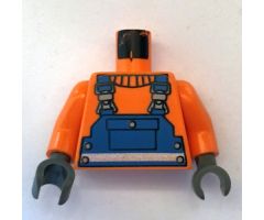 Torso Town Construction Blue Overalls, Shirt and Silver Belt Pattern / Orange Arms / Dark Gray Hands