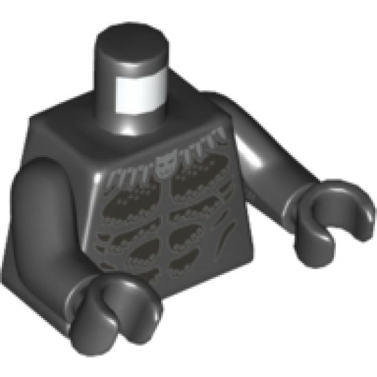 Torso Scaly Armor with Silver Claw Necklace and Flat Silver Plates Pattern / Black Arms / Black Hands