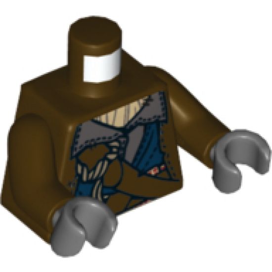 Torso PotC Stitched Jacket over Dark Bluish Gray Shirt Pattern / Dark Brown Arms / Dark Bluish Gray Hands