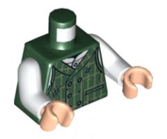 Torso Dark Green Patched Vest and White Shirt Pattern / White Arms / Light Nougat Hands