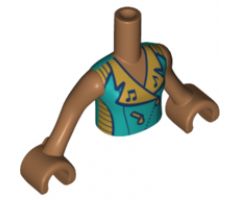 Mini Doll, Torso Friends Girl Dark Turquoise Top with Gold Collar and Sides Pattern, Medium Nougat Arms