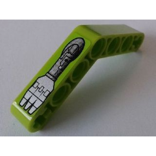 Technic, Liftarm 1 x 7 Bent (4 - 4) Thick with Robot Arm 3 Fingers Pattern Model Left Side (Sticker) - Set 8307