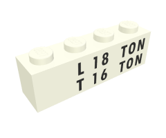 Brick 1 x 4 with Black 'L 18 TON' and 'T 16 TON' Pattern