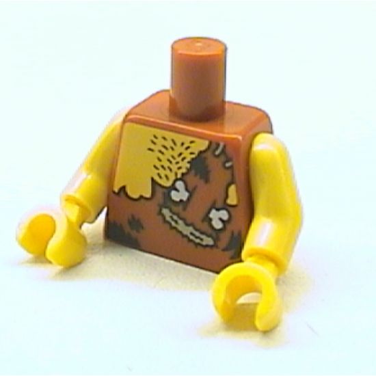 Torso Male with Chest Hair and Animal Print Top with Bone and 2 Stitches Pattern / Yellow Arms / Yellow Hands