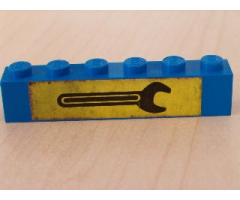 Brick 1 x 6 with Black Wrench on Yellow Background Pattern (Sticker) - Set 6363