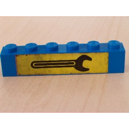Brick 1 x 6 with Black Wrench on Yellow Background Pattern (Sticker) - Set 6363