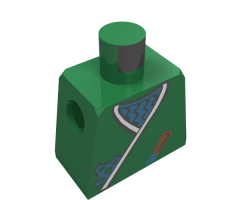 Torso Castle Ninja Wrap, Dagger, Gold Star, Gold Zigzags Pattern / Green Arms / Yellow Hands