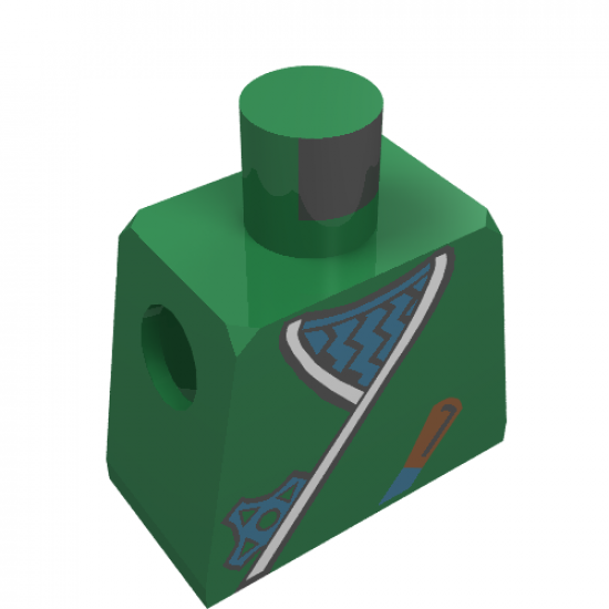 Torso Castle Ninja Wrap, Dagger, Gold Star, Gold Zigzags Pattern / Green Arms / Yellow Hands