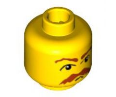 Minifigure, Head Moustache HP Brown Bushy Moustache and Eyebrows Pattern - Blocked Open Stud