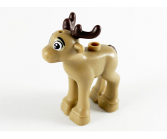 Reindeer, Fawn with Dark Brown Antlers and Tail Pattern