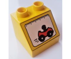 Duplo, Brick 2 x 2 x 1 1/2 Slope 45 with Race Car Pattern